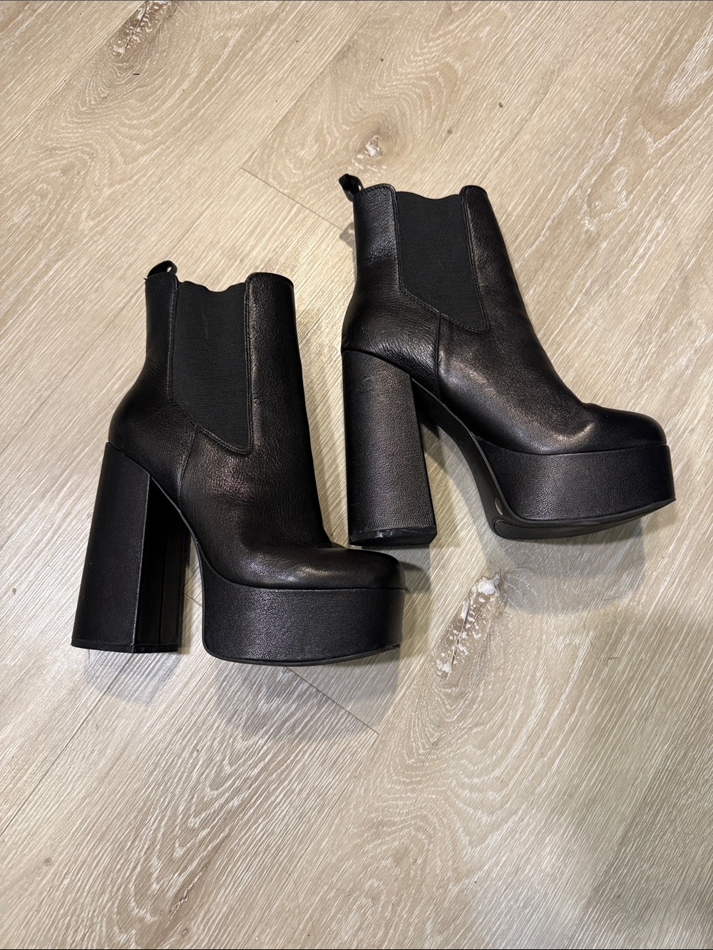 Jessica Simpson Black Leather Platform Heel Boots